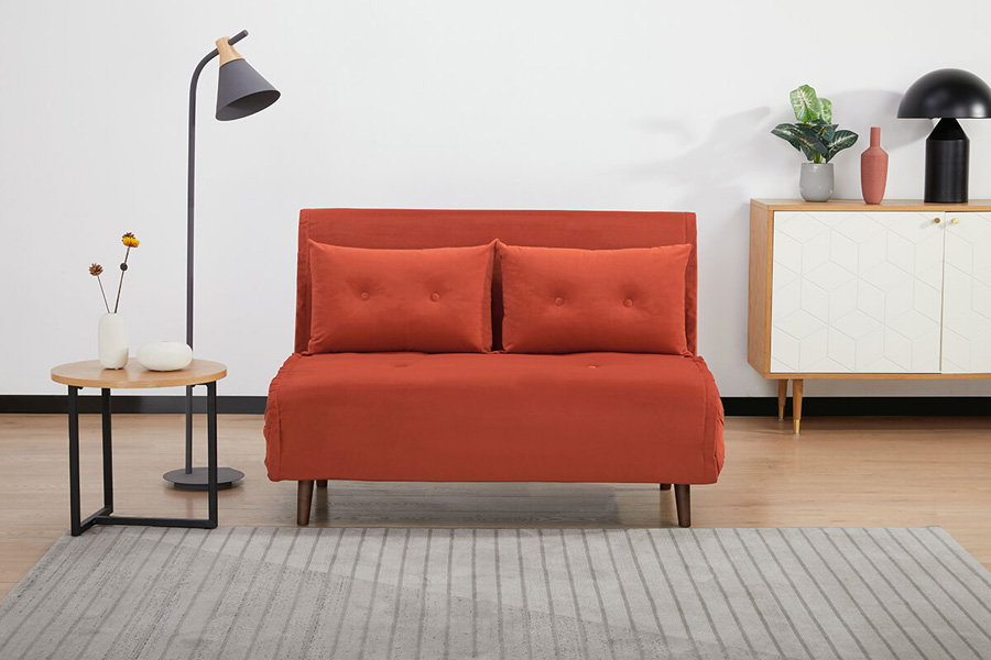 Haru 2 Seat Sofa Bed - Flame Orange No 2[2]